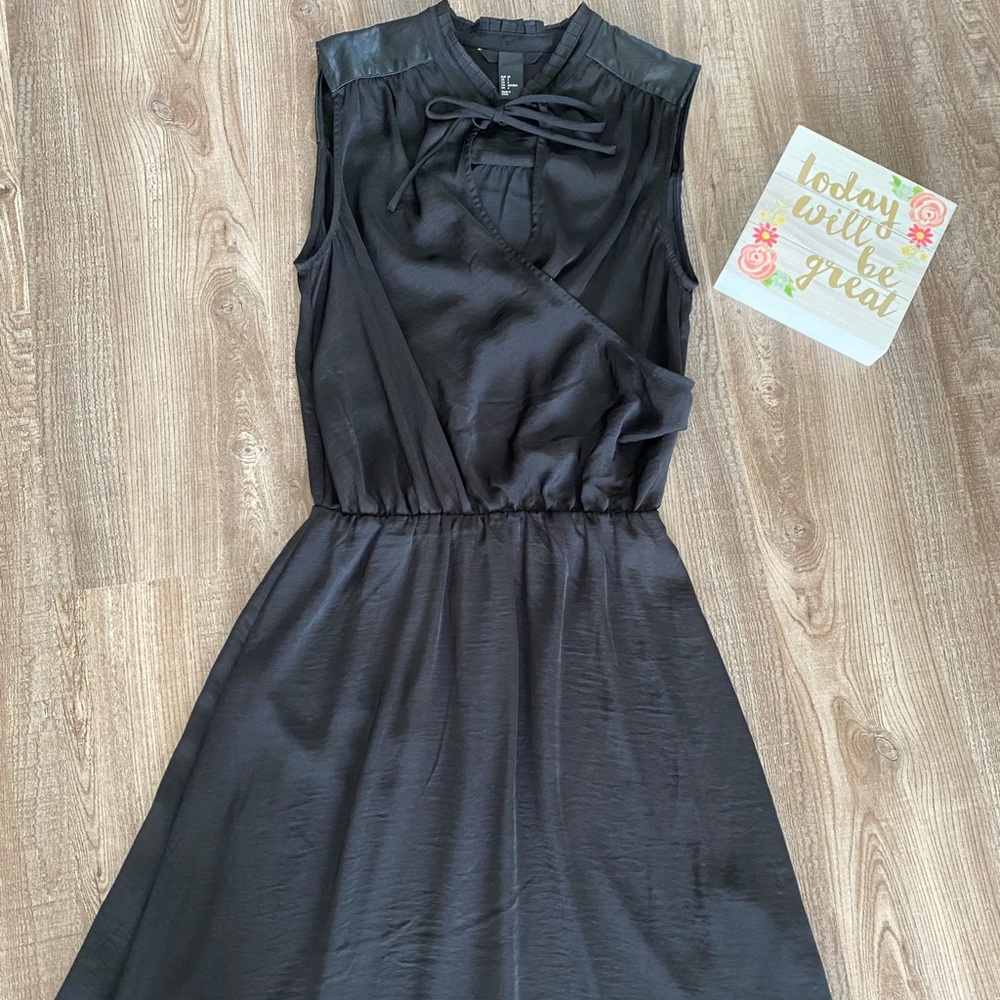 New! H&M Faux Leather Shoulder Wrap Dress